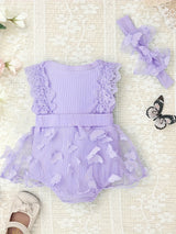 Baby Girl Clothes Newborn Romper Dress Infant Lace Ruffle Sleeveless Summer one-piece Outfits with Headband 0-12 Months