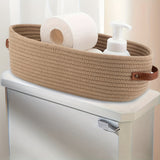 1pc Woven Storage Basket with Handle, Multifunctional Desktop Storage Box, Toilet Paper Storage Box On Top Of Toilet Top, double handle desktop home organizer - perfect bathroom essentials