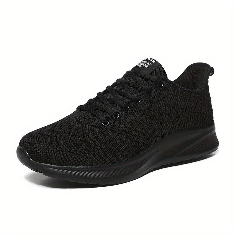 Men's Trendy Knitted Breathable Lightweight Shock-Absorbing Comfy Running Shoes, Spring And Summer