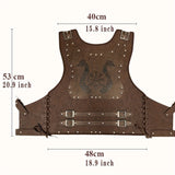 5Pcs Set Viking Fenrir Embossed Buckle Belt and Belt Bag with Viking Warrior Chest Armor and Viking Vegvisir Embossed Bracer, Retro Renaissance Faux Leather Warrior Set for Ren Faire