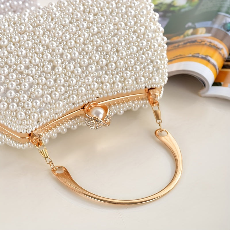 Luxurious Pearlized Evening Clutch Bag - Clutches with Chain Strap, Crossbody & Handheld Style for Women, Perfect for Parties, Banquets, Prom, and Formal Events - Versatile Mini Purse with Elegant Design and Sophisticated Loo