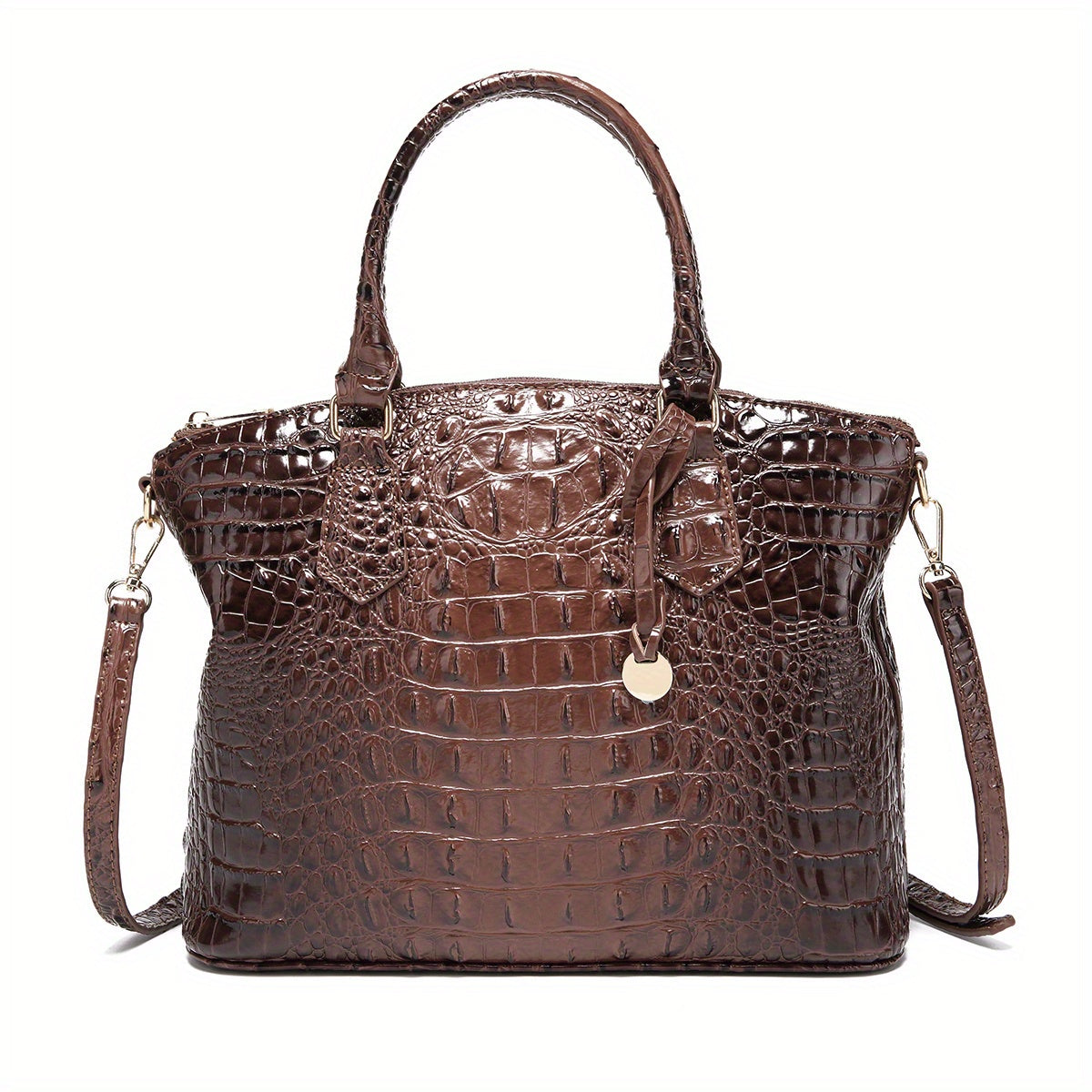Chic Crocodile Embossed Womens Handbag - Top Handle Satchel with Roomy Interior & Convertible Crossbody Strap - Fashion Purse for Everyday Style