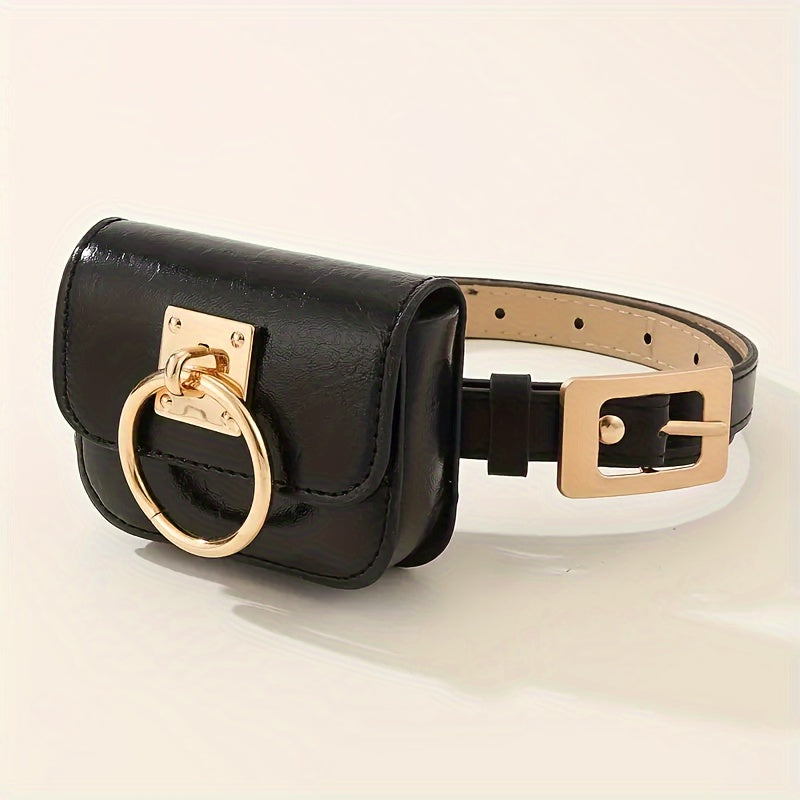 Womens Stylish Black PU Belt Bag - Trendy Crossbody & Waist Purse - Versatile Fanny Pack, Evening Clutch, Mini Handbag - Detachable, Adjustable, Secure - Fashion Accessory for Chic Style