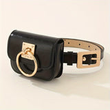 Womens Stylish Black PU Belt Bag - Trendy Crossbody & Waist Purse - Versatile Fanny Pack, Evening Clutch, Mini Handbag - Detachable, Adjustable, Secure - Fashion Accessory for Chic Style