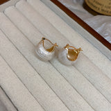 Chunky Enamel Hoop Earrings Simple Japanese / Korean Style Copper 18K Gold Plated Jewelry Trendy Female Gift