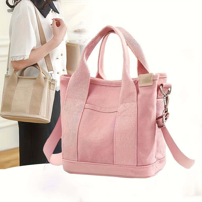 Elegant Canvas Tote Bag: Secure Zipper, Spacious & Lightweight - Perfect for Everyday Use & Comfort