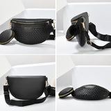 Women's PU Leather Waist Pack Fanny Pack with Adjustable Strap, Black Solid Color Sports Belt Bag, Lightweight Chest Pouch with Zipper Closure, Casual Fashion Crossbody Bag with Polyester Lining - Guangzhou Lightweight Sports