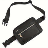 Upgraded Women's Faux Leather Crossbody Bag Belt Bag Fashionable Waist Bag with Adjustable Shoulder Strap Chest Bag with 5 Zipper Pockets