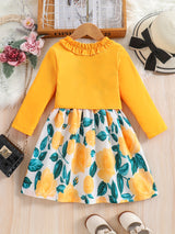 Girls' 2pc Solid Long Sleeve Cardigan & Flora Dress, Comfy Outfits Kids Clothes For Fall Party