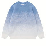 [Warm Mid Stretch Crew Sweater] All Match Knitted Ombre Sweater, Men's Casual Warm Mid Stretch Crew Neck Pullover Sweater For Men Fall Winter