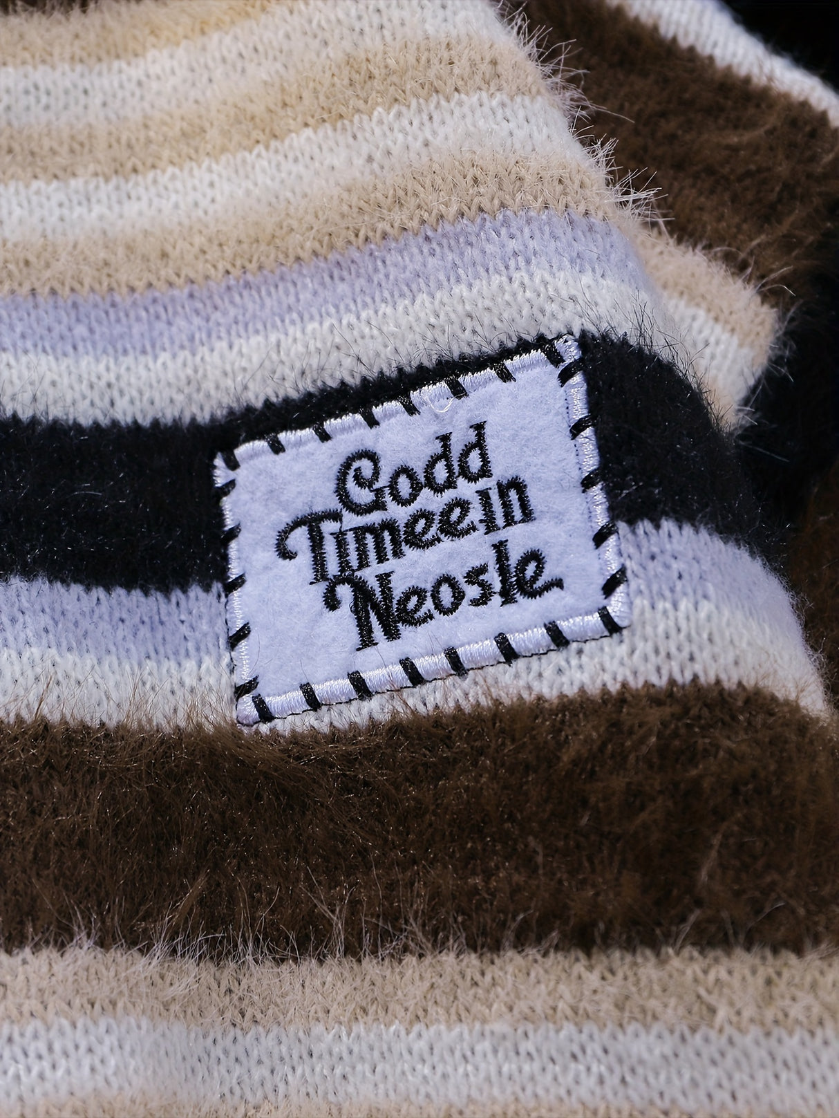 Cozy Striped Knit Sweater for Men - Casual Loose Fit, Color Block Design, Perfect for Fall/Winter