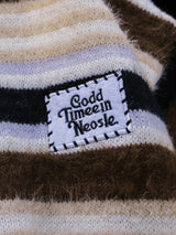 Cozy Striped Knit Sweater for Men - Casual Loose Fit, Color Block Design, Perfect for Fall/Winter
