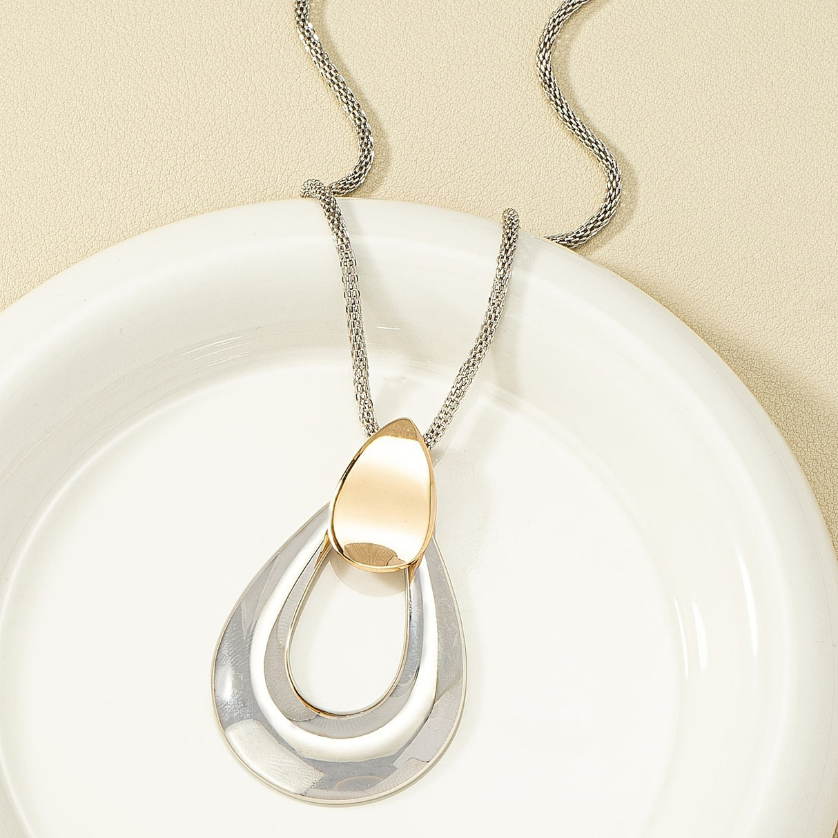 Simple Water Drop Pendant Long Necklace Sweater Chain For Women