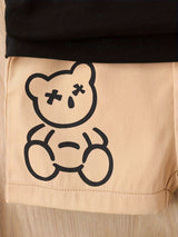 Toddler Boys 2-Piece Set, Cute Bear Pattern, Casual Short Sleeve T-Shirt & Shorts, Comfortable Summer Outfit for Kids