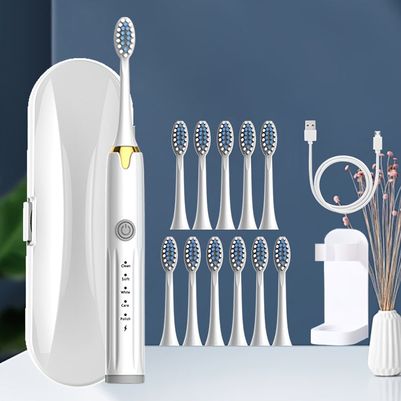 Electric Toothbrush With Replaceable Brush Head, With 5 Modes, One-button Start, Long Battery Life, Suitable For Men And Women, For Home, Travel - 1 Set