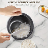 Bear Rice Cooker 3 Cups (Uncooked), 3D Heating And Fuzzy Logic, Healthy Nonstick Small Rice Cooker, PFAS-Free, Touch-Screen, For White/Brown Rice Quinoa Oatmeal Soup, 1.6L White
