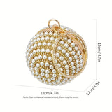 Glamorous Faux Pearl & Rhinestone Ball Clutch - Sparkling Evening Handbag for Weddings, Proms & Parties - Womens Fashion Purse