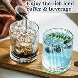 12Pcs, Ribbed Glasses, Drinking Glass Set, Vintage Glassware for Kitchen, Old Fashioned Whiskey Tumblers, Perfect for Juice, Cocktails, and Beverages