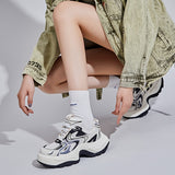 Women's Fashion Trendy Thick Bottom Running Shoes, Versatile Breathable Lace Up Chunky Sneakers