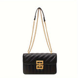 Luxury Quilted Crossbody Bag for Women - Stylish Chain Shoulder Bag with Solid Color Square Purse