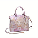Fashion-Forward Crocodile Pattern Tote Bag - Double Handle Work Purse with Secure Zipper Closure - Perfect for Stylish, Professional Women - A Trendy Daily Accessory