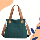 Large Capacity Canvas Tote Bag, Durable Lightweight Crossbody Bag, Casual Practical Commuter Bag
