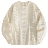 Cozy Cable Knit Sweater for Men - Soft, Warm & Stylish Pullover with Round Neck - Perfect for Fall/Winter Casual Wear, Genghis Khan, Home & Outdoor, Couple's Version