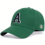 Solid Color Simple Casual Sports Hat - Letter A Embroidery Baseball Cap - Sunscreen Dad Hats