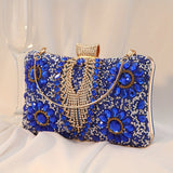 Vintage Glamour Ladies' Cocktail Clutch Bag - Sparkling Rhinestones, PU Leather, Optional Chain Shoulder Strap, Stylish Party Prom Handbag with Classic Design and Timeless Elegance