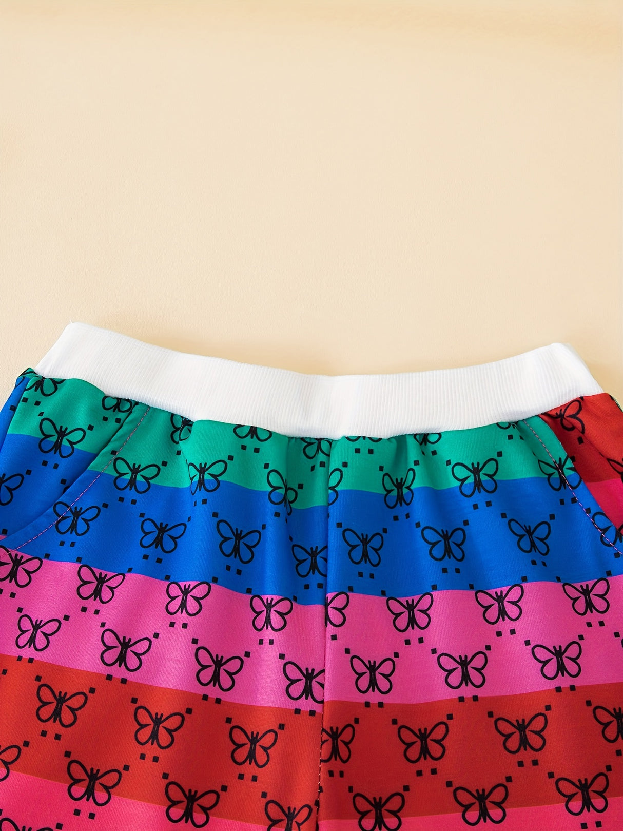 Toddler Girls 2pc Bear Print Crew Neck Sweatshirt & Rainbow Stripped Jogger Pants Kids Clothes For Fall outdoor Sports