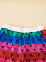 Toddler Girls 2pc Bear Print Crew Neck Sweatshirt & Rainbow Stripped Jogger Pants Kids Clothes For Fall outdoor Sports