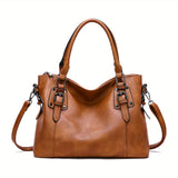 Fashionable Designer Soft Leather Retro Tote Bag - Large Capacity, Multi-pocket Organizer - Casual Ladies Shoulder & Crossbody Bag with Adjustable Strap - Perfect Mothers Day Gift for Her - Durable, Stylish, and Versatile Pur
