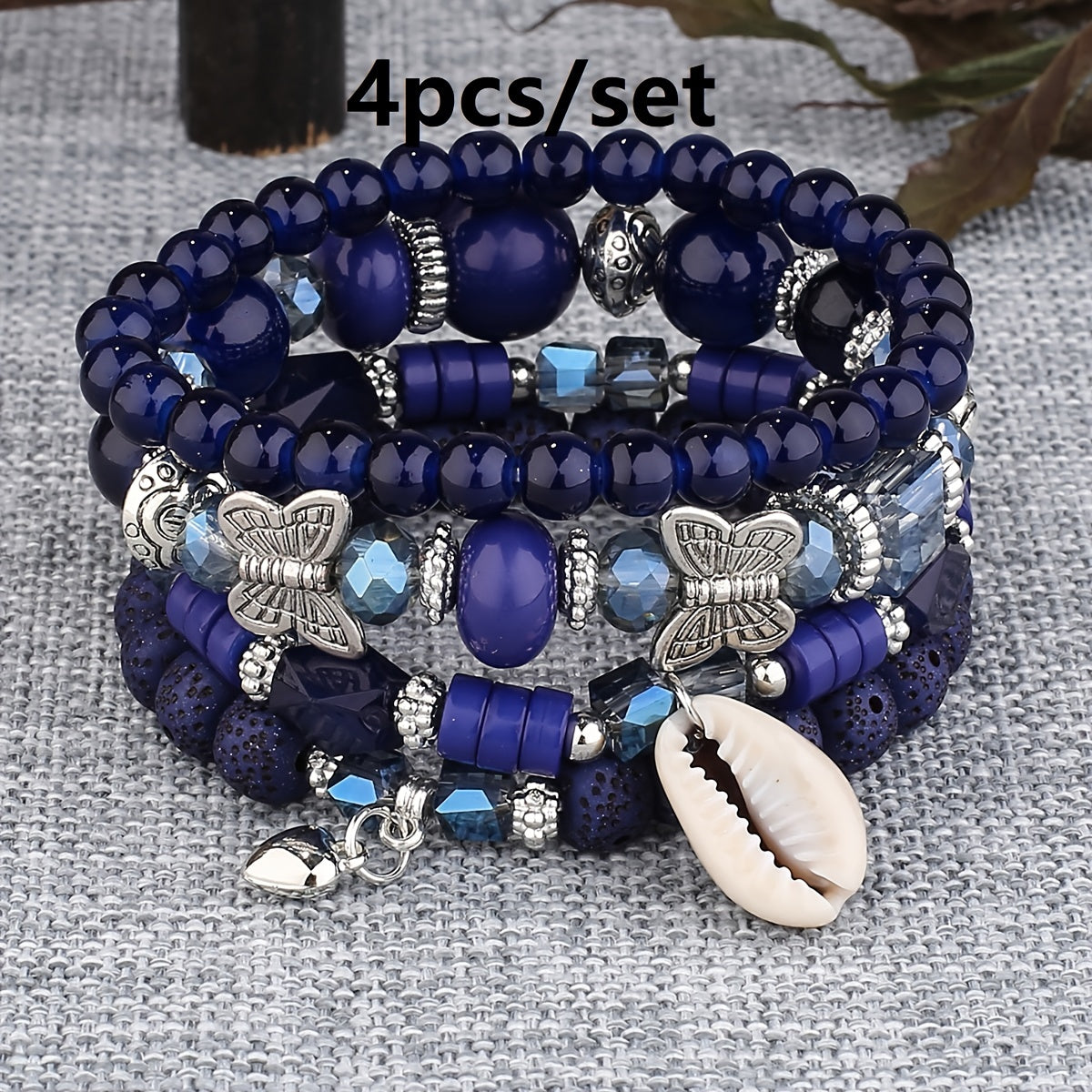 3pcs/set Vibrant Bohemian Butterfly Pendant Tassel Beaded Elastic Multi-Layer Acrylic Bracelets - Stylish Boho Accessories for Men and Women - Perfect Daily Decoration, Gift for Family, Friends, Boyfriends, and Girlfriends on