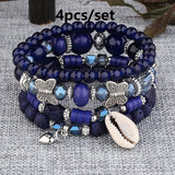 3pcs/set Vibrant Bohemian Butterfly Pendant Tassel Beaded Elastic Multi-Layer Acrylic Bracelets - Stylish Boho Accessories for Men and Women - Perfect Daily Decoration, Gift for Family, Friends, Boyfriends, and Girlfriends on