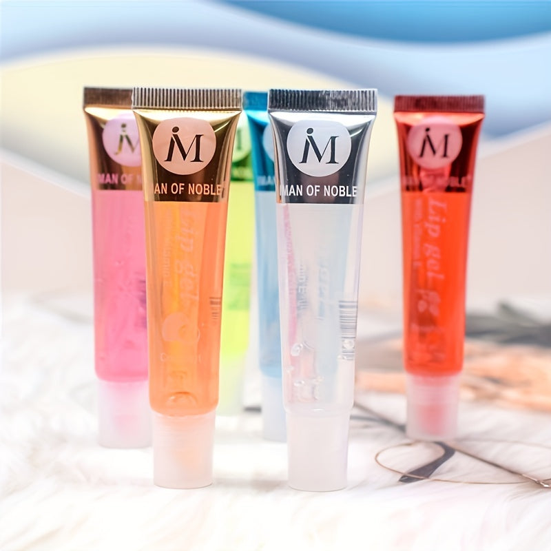1/2/6pcs Ultra-Hydrating Lip Gel Collection - Nourishing Vitamin E, Rosehip, Argan Oil, Mint, Aloe, Coconut Moisturizing Transparent Lip Gloss with Plant Squalane - Random Color, Long-Lasting, Non-Sticky, Clear Lip Oil for So