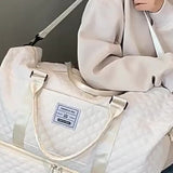 Large Capacity Travel Duffel Bag in Oxford Fabric, Portable Sports Gym Storage Bag, Weekend Overnight Bag for Women