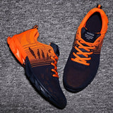 Men's Trendy Knitted Breathable Lightweight Shock-Absorbing Comfy Running Shoes, Spring And Summer