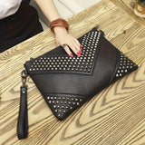 Fashion-Forward Womens Rivet Clutch Bag - Spiky Punk Style Crossbody Envelope Purse - Perfect for Everyday or Night Out Glam
