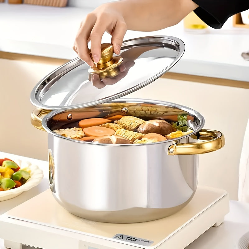 10 Pieces Stainless Steel Pot Set With Lid, Colorful Soup Pot Combination, 5-piece Pot Set And 5-piece Pot Lids , Cooking Pot, Soup Pot, Capped Pot Set, Boxed Pot Set, Cooking Pot Set, Kitchen Tools, Ideal Gift For Housewarmi