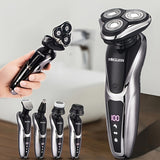 Men's Electric Razor, Rechargeable Beard Trimmer With Nose And Sideburn Trimmer And Face Cleaning Brush, Haircut And Grooming Kit For Men Father's Day Gift