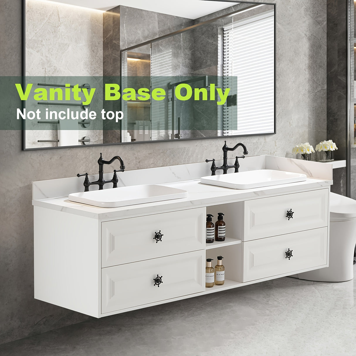 72×23×21inch Wall Hung Wood Frame Doulble Sink Bath Vanity Cabinet Only In Bathroom Vanities Without Tops With Roomy Storage Compartments For Holding Bathroom Essentials