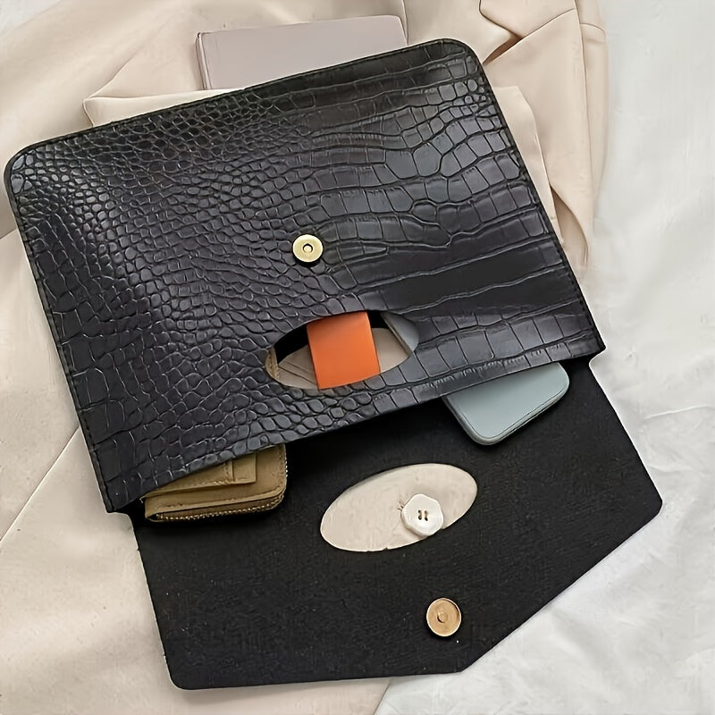 Fashion-Forward Crocodile Pattern Envelope Clutch Bag for Women - Chic, Durable & Multi-Functional, Wristlet & Coin Purse, Perfect Everyday Accessory