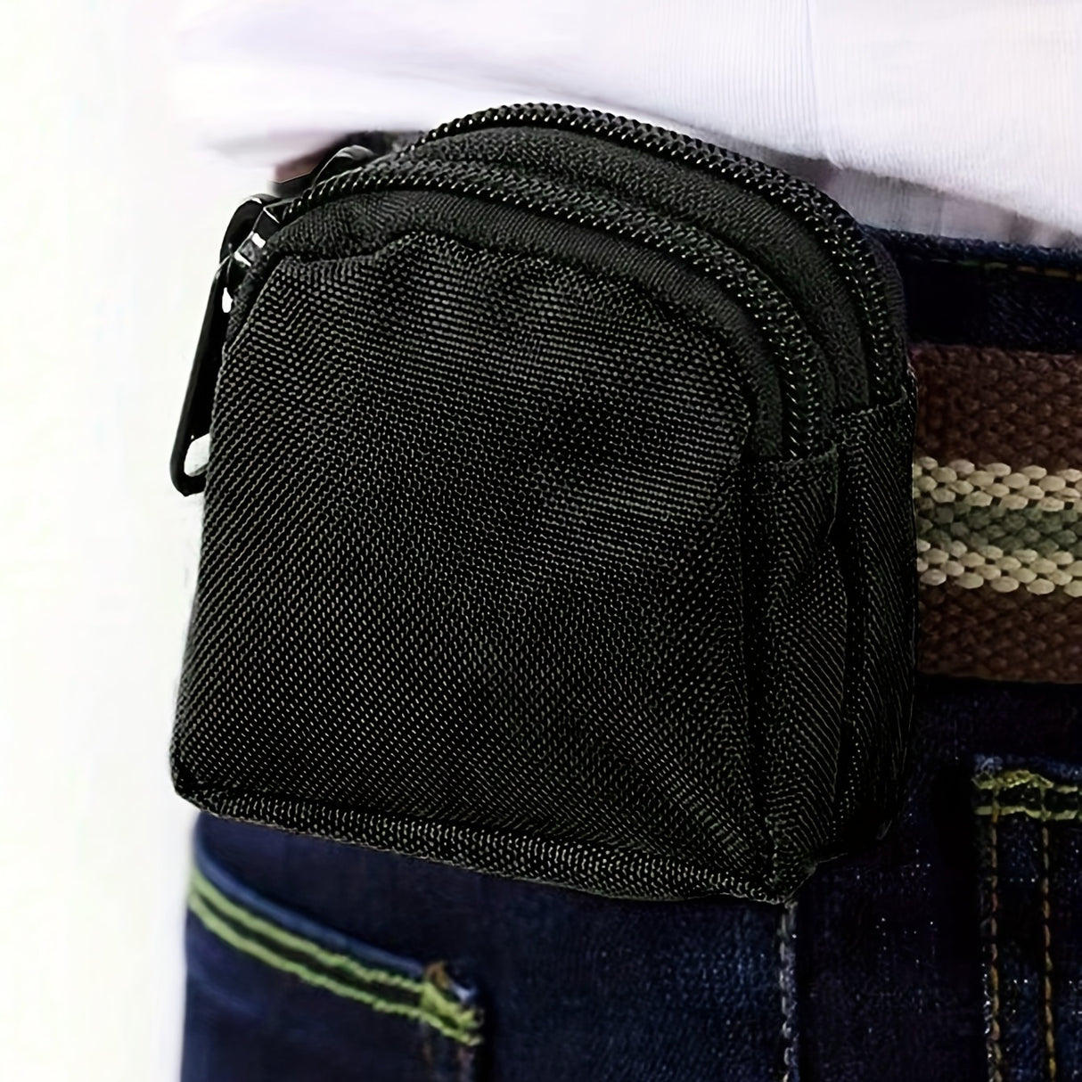 1pc Simple Black Outdoor Fanny Bag, Men's Waist Bag, Camping Bag, Casual Coin Purse, Men's Belt Bag, Money Card Case