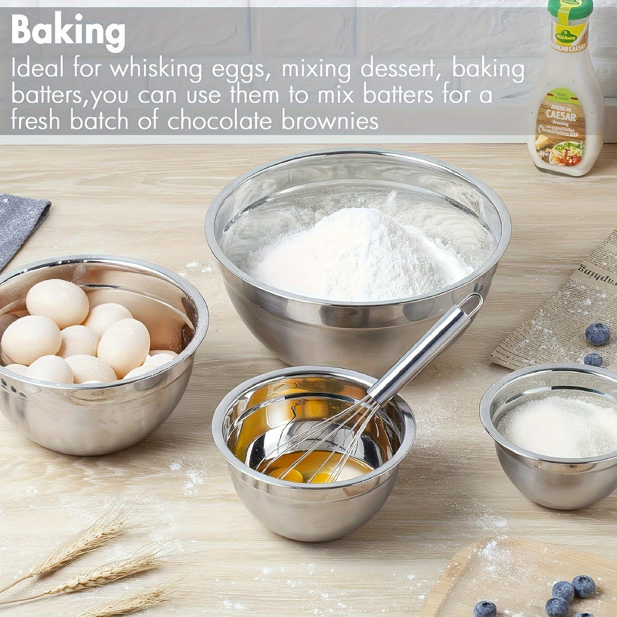 Mixing Bowls With Airtight Lids Set, 26PCS Stainless Steel Bowls With Grater Attachments, Non-Slip Bottoms & Kitchen Gadgets Set