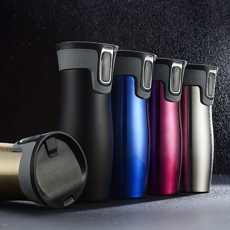 1pc, 304 Stainless Steel, 450ml/15.2oz Vacuum Travel Mug, Thermal Water Cups, Heat Insulation Drinking Cups