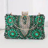 Vintage Glamour Ladies' Cocktail Clutch Bag - Sparkling Rhinestones, PU Leather, Optional Chain Shoulder Strap, Stylish Party Prom Handbag with Classic Design and Timeless Elegance