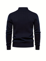 Men's Casual Cotton Warm Slightly Stretch Half Zipper Stand Collar Pullover Sweater For Men Fall Winter