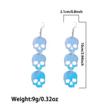 Translucent Acrylic Drop Earrings Skull Shape Pendant Punk Style Shiny Hook Earrings Cartilage Piercing Jewelry