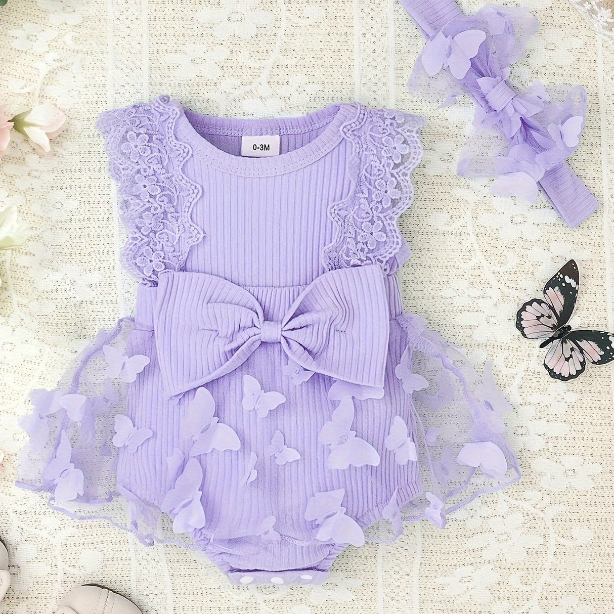 Baby Girl Clothes Newborn Romper Dress Infant Lace Ruffle Sleeveless Summer one-piece Outfits with Headband 0-12 Months