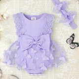 Baby Girl Clothes Newborn Romper Dress Infant Lace Ruffle Sleeveless Summer one-piece Outfits with Headband 0-12 Months